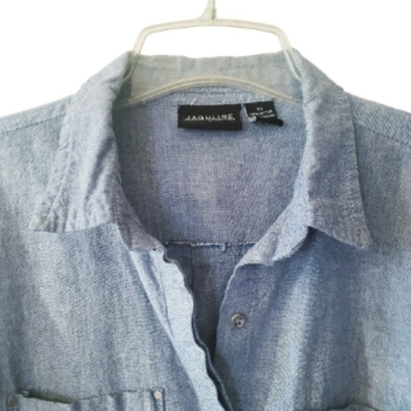 𝅺JAQULINE Denim Look Shirt Dress/Tunic‎ Pocket Front Long Sleeve Womens Size XL - Picture 4 of 12
